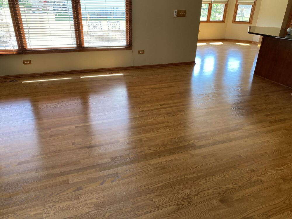 Golden Oak floor across the open room, Winnetka, IL