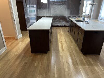 Natural white oak floor by the kitchen island, Yorkville, IL