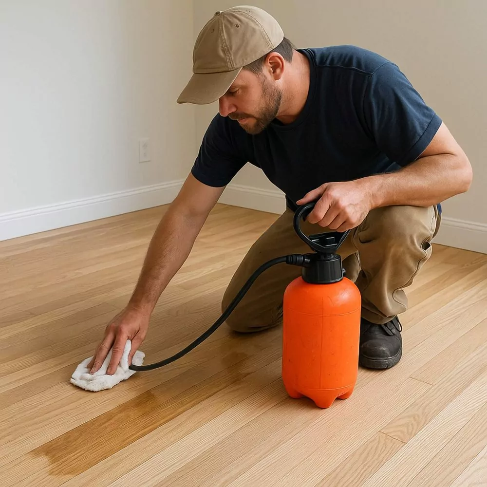 Man starting the process of water popping wood