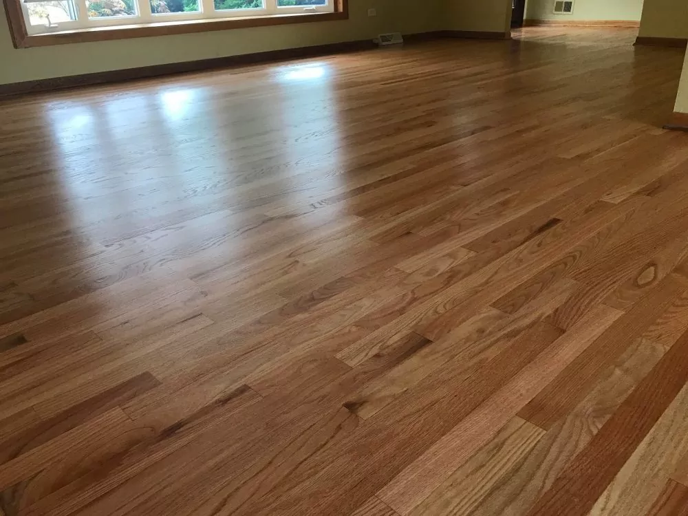 Refinished hardwood floors using water popping