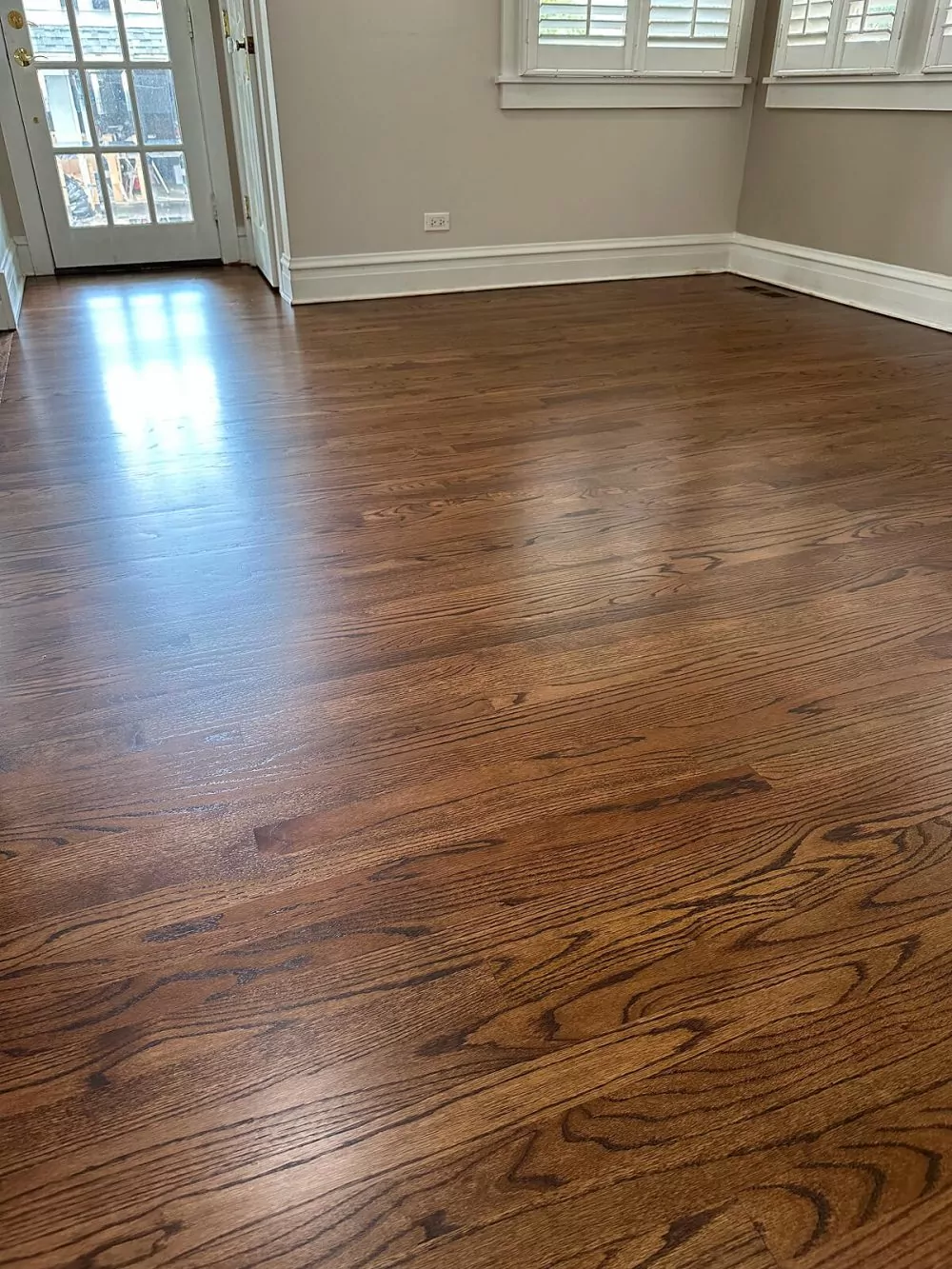 Refinished hardwood floors using water popping
