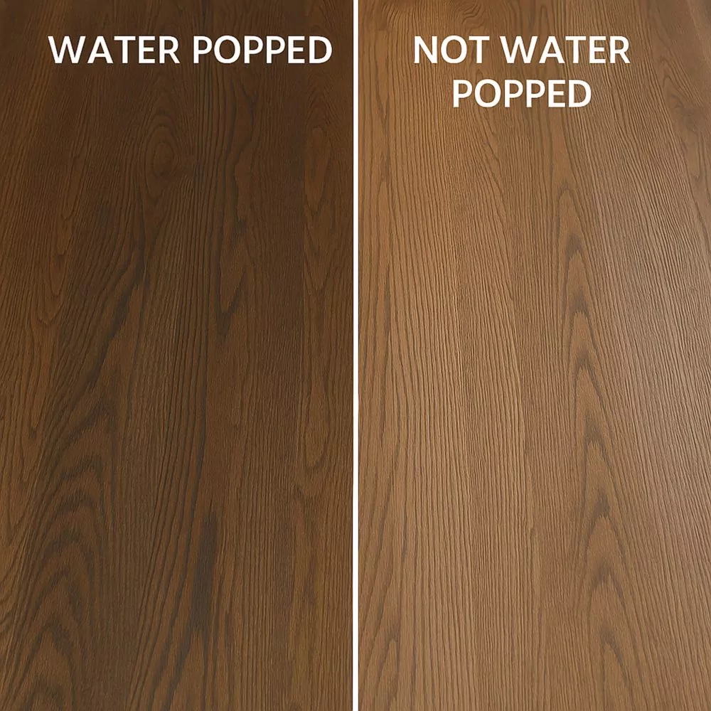 Water popped and not water popped hardwood comparison 