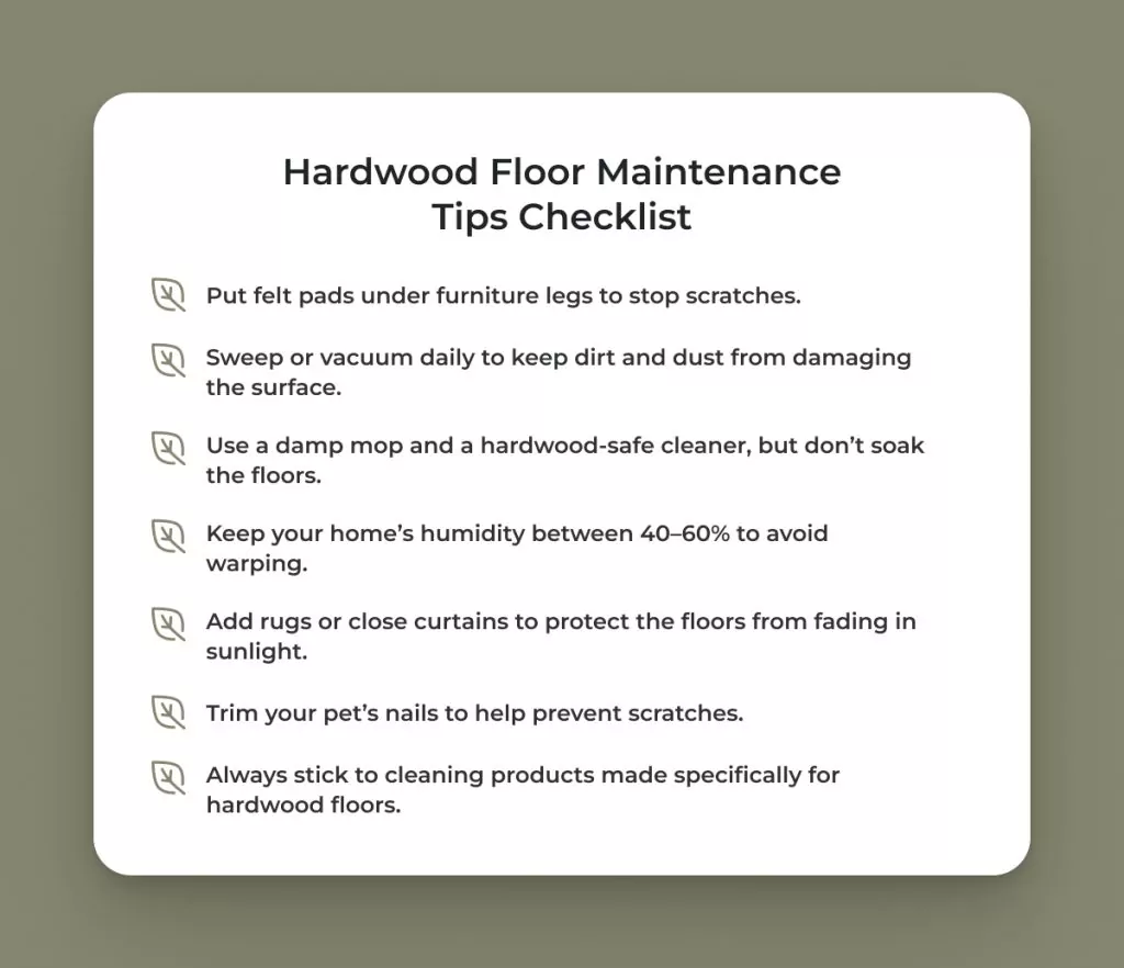 Hardwood floor maintenance checklist