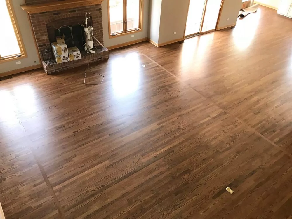 Hardwood floor in living room view from top