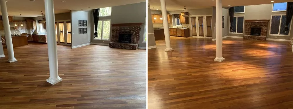 Before and after sanding and refinishing.
