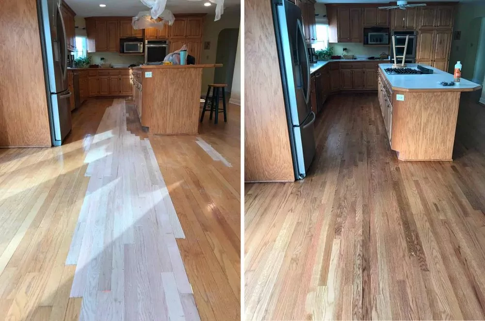 Solid hardwood floors refinished by Big Bro Hardwood.