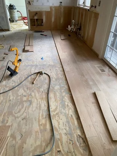 Hardwood floor installation process