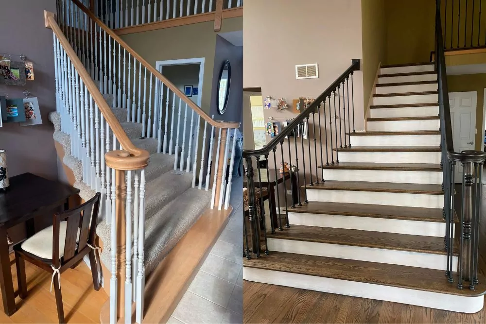 staircase - before and after carpet removal