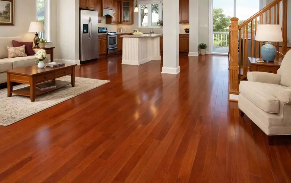 Cherry hardwood floor in a living room