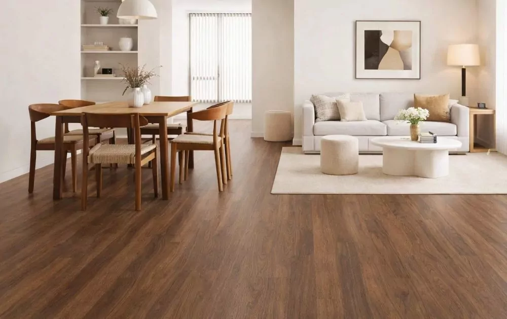Walnut hardwood floor in a living room